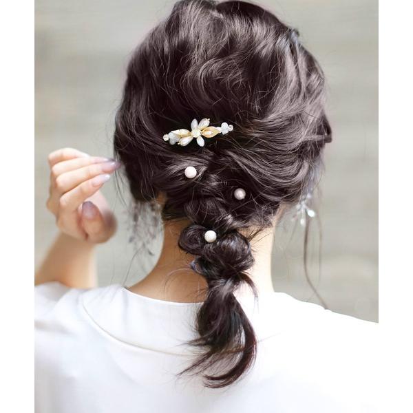 ヘアクリップ カットビジュー×パールボタニカルバレッタ