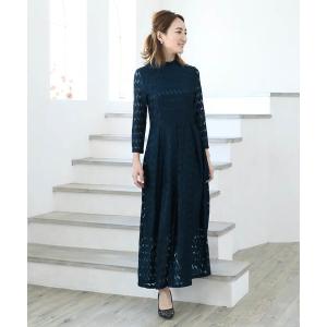 ドレス リーフモチーフアンクル丈ドレス レディース