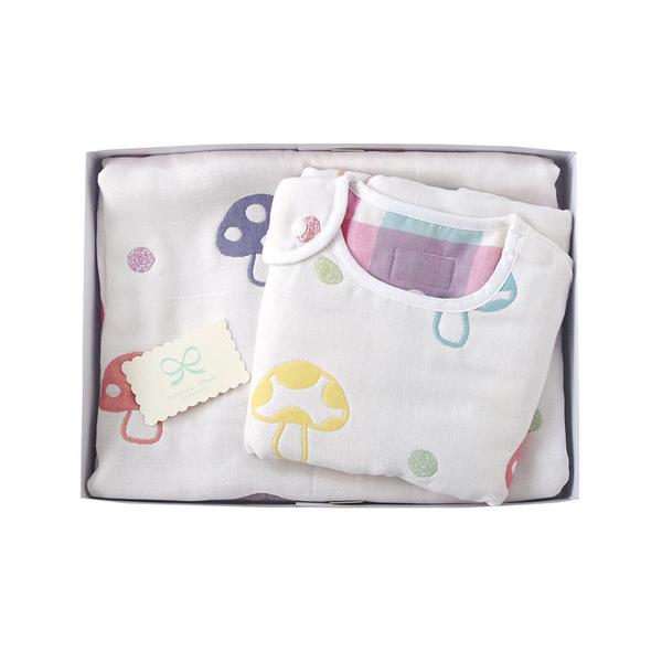 出産祝い 「Hoppettaホッペッタ」 champignon ふくふく6重ガーゼケット+スリーパー...