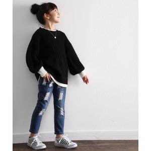 パンツ デニム ジーンズ 本格的なダメージ加工のキッズデニム