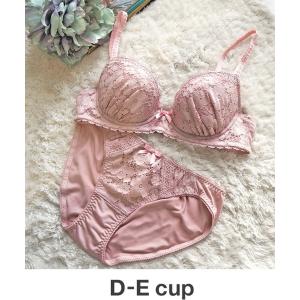 下着女性 上下セット 花柄ケミカルレース　D-Ecup