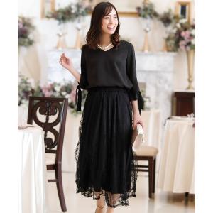 未使用　完売品　ハレモード 結婚式　ワンピース・パーティードレス　ベージュ 結婚式・お出かけワンピース｜プリーツ切替え総レースドレス/22321163