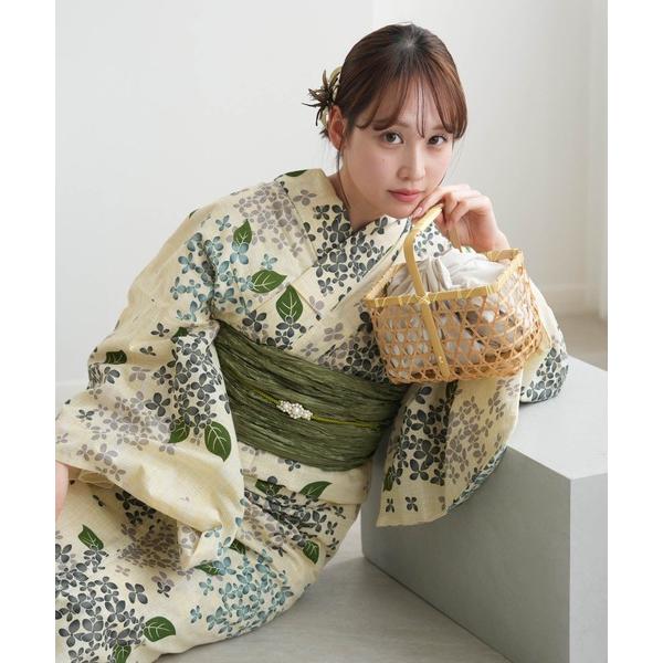 浴衣 浴衣3点セット 綿麻 美人あじさい レディース