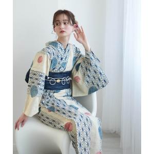 2時間屋内で着用のみ！ストライプ×百合レトロモダン【３点セット浴衣/帯/下駄】 新品未使用 ストライプ×百合レトロモダン浴衣【浴衣3点セット