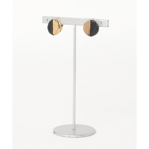 イヤリング 「irodori」ラウンド金彩earring（黒) レディース