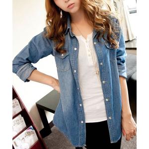 ブラウス シャツ 長袖デニムシャツ レディース