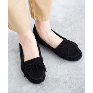 デッキシューズ モカシン 「Le son/ル ソン」スエード リボン モカシン レディース