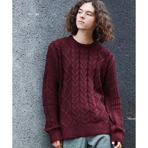 セーター ニット クルーネック アラン フィッシャーマン ニット メンズ