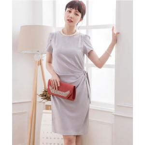 ドレス ペタルスリーブサイドリボンドレーブワンピース