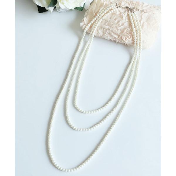 ネックレス フェイクパール3連ネックレス レディース