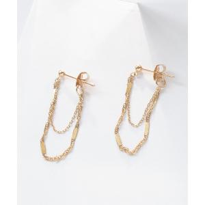 ピアス 「K10」チェーンフープピアス レディース
