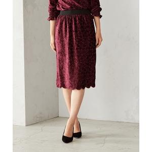 スカート ベロア 刺繍レース スカート