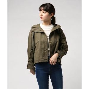 ジャケット ミリタリージャケット   フリルスリーブ フーディミリタリージャケット