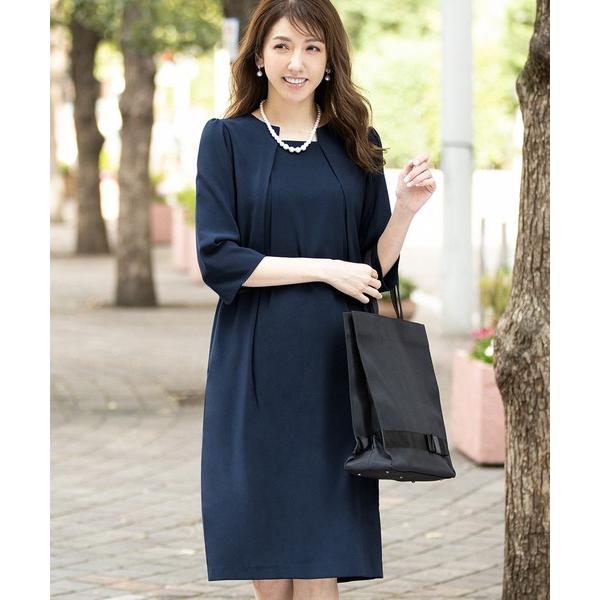 セットアップ 「喪服 礼服」セットアップ風トロンプルイユ ワンピース ブラックフォーマル スーツ フ...