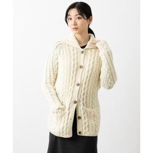 カーディガン ケーブル編みニットカーディガン レディース
