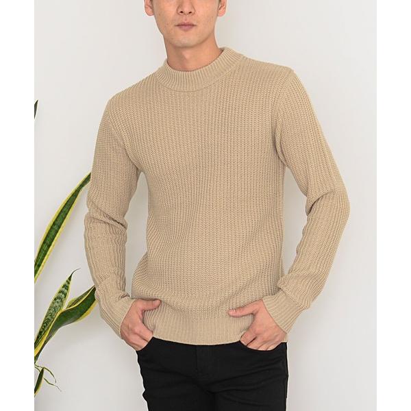セーター ニット 「vicci/ヴィッチ」畦編みモックネック長袖ニットセーター メンズ レディース