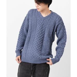 セーター ニット アラン模様Vネックセーター メンズ レディース