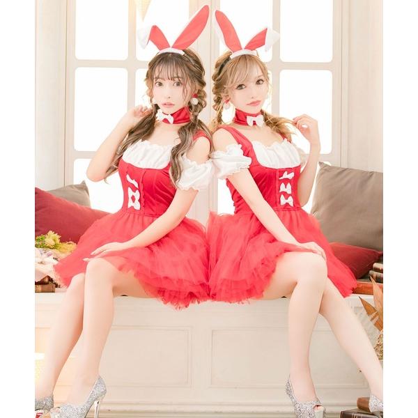 コスプレ コスプレ かわいい バニーガール メイド うさぎ ウエイトレス オフショルダー フレアワン...