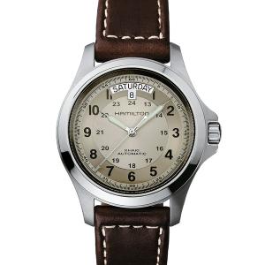 腕時計 HAMILTON [ハミルトン] 腕時計 Khaki King （カーキ キング）  オート 自動巻き 40MM レザーベルト ベージュ×ブラ