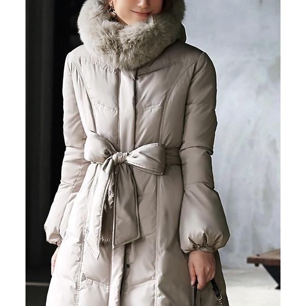 ダウンコート ダウンジャケット フォックスファースリーブコンシャスダウンコート ｜ レディース アウ...