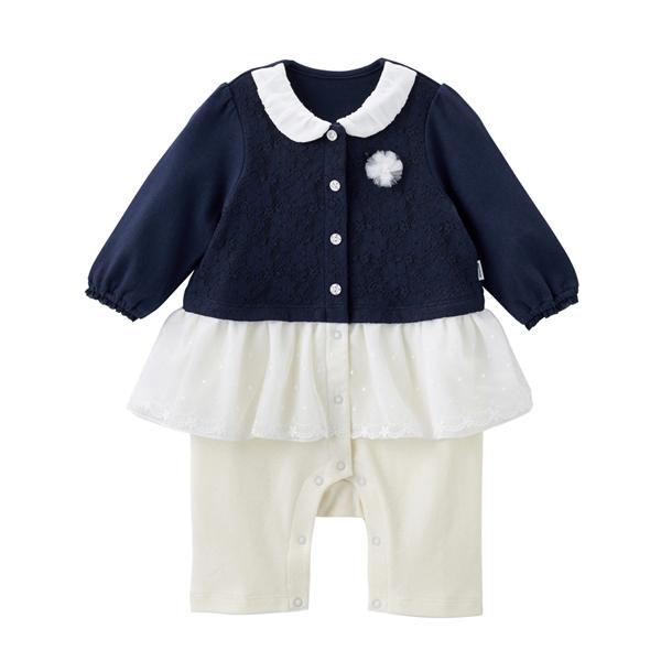 ベビー服 ロンパース レース付きフォーマルウェア風カバーオール