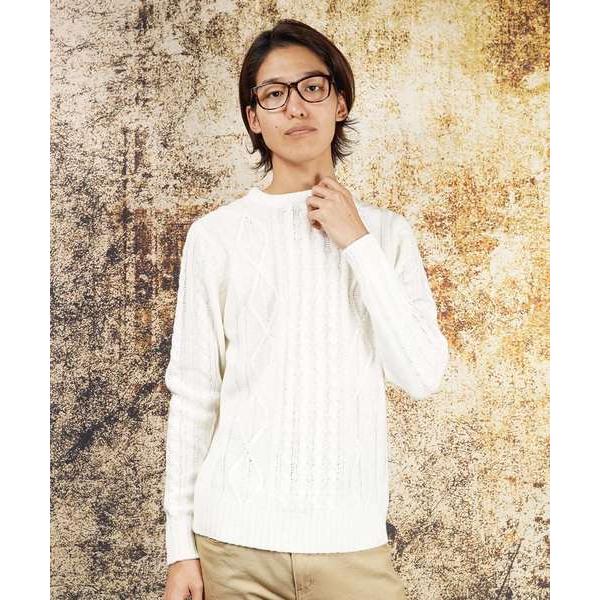 セーター ニット クルーネックケーブルニット(IR) オーバーサイズ メンズ レディース メンズ