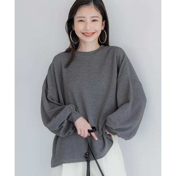 tシャツ ＼新色追加／エンボス加工バルーン袖トップス レディース