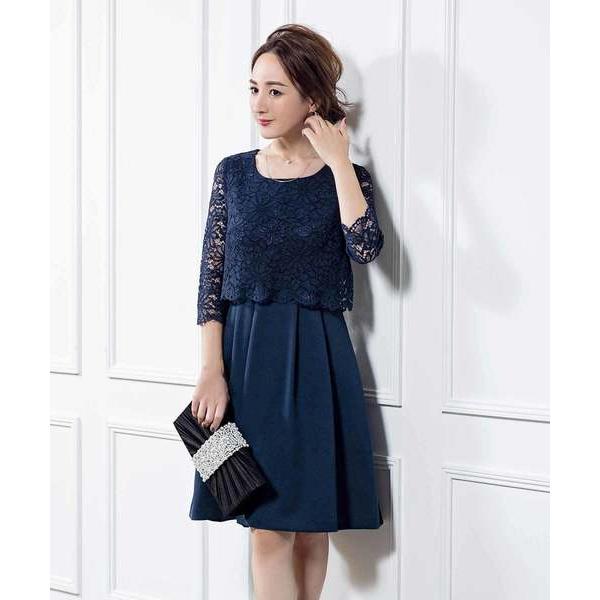 ドレス レーストップスレイヤードデザインドレス