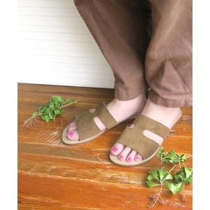 サンダル スエードスライドサンダル レディース