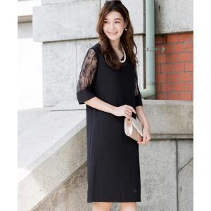 ドレス 膝丈 レーススリーブ ワンピース ドレス