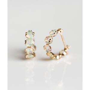 ピアス オパール スナップ フープ ピアス | K10YG レディース