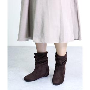 ブーツ 美脚効果抜群の5.5cmインヒール！履いた時のシルエットがきれいな上品で大人っぽいドレープインヒールファーブーツ/ 9005-SA