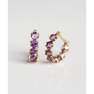 ピアス 天然石スナップ フープ ピアス | K10YG レディース