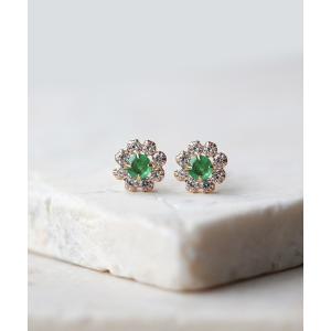 ピアス カラーストーン フラワー ピアス | K10YG 「誕生石」 レディース