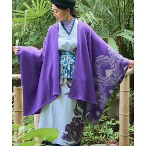 カーディガン 「倭物やカヤ」-attakee- 紋色羽織り ビッグシルエットニットカーディガン レディース