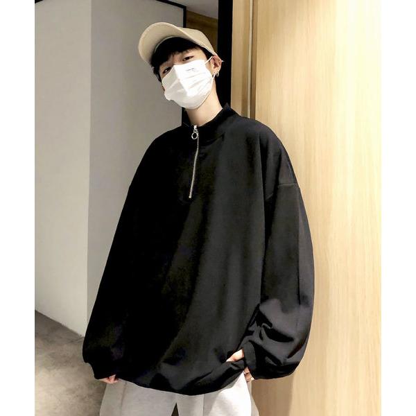 シャツ 「neos -addictive design-」ビッグシルエット スタンド襟 ハーフジップ...