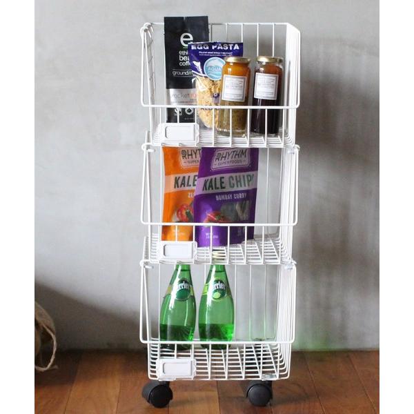 収納 レディース basket shelf 3set WH / キャスター付きバスケットシェルフ3点...