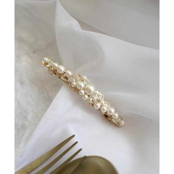 ヘアクリップ パール＆ビジューバレッタ