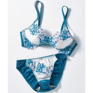 下着女性 上下セット 「ノンワイヤーなのに谷間メイク」ぷるるん谷間のノンワイヤーブラ＆ショーツセット