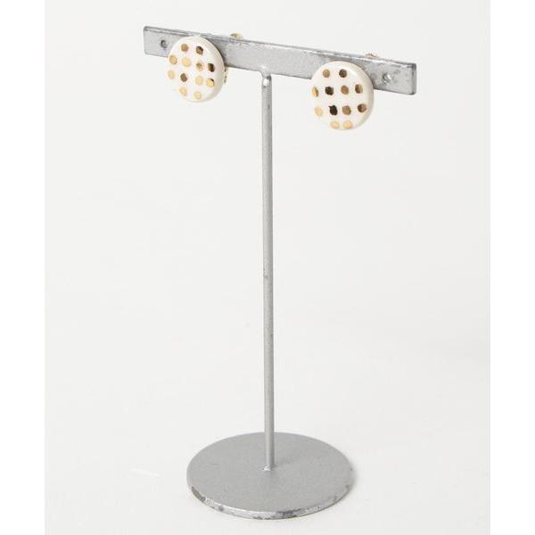 イヤリング 「irodori」金彩dot earring（round白） レディース