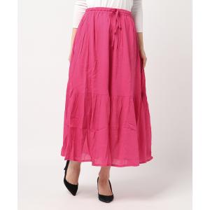 スカート yul 無地クレープティアードロングスカート