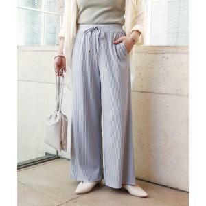 パンツ カットリブニットソーワイドパンツ レディース