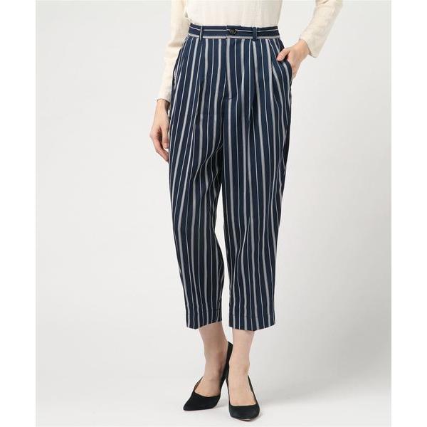 パンツ 先染めマルチストライプテーパードパンツ レディース