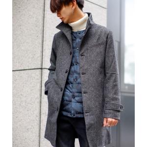 ステンカラーコート ミックス ツィード イタリアンカラー コート ロングコート