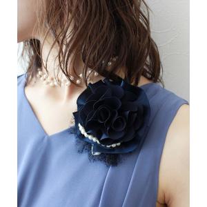 ブローチ サテンパールシフォンコサージュ