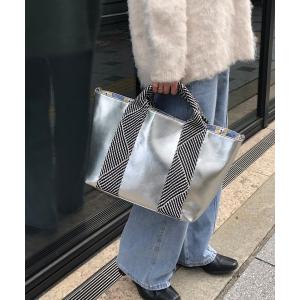 トートバッグ ラメ入りテープハンドルトートバッグ レディース