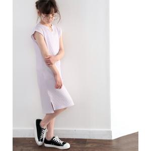 ワンピース キッズ サーマルでさらり。キーネックロングワンピース