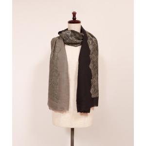 ストール マフラー カシミヤ混　レース刺繍ストール レディース