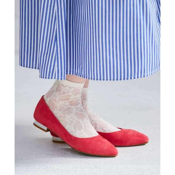 パンプス 本革スエードフラットパンプスR-6002