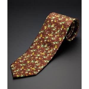 ネクタイ イタリア製ハンドメイド　ピュアシルク100%  花柄ネクタイ ナロータイ